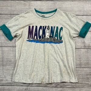 Vintage Mackinac Island USA Made Double Sleeve Tshirt Size XL